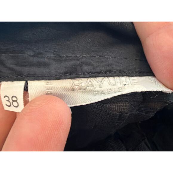 RAYURE Paris Flora Top Collared Full Zip Sheer Stretch Textured Black Size 38 S - Picture 4 of 9